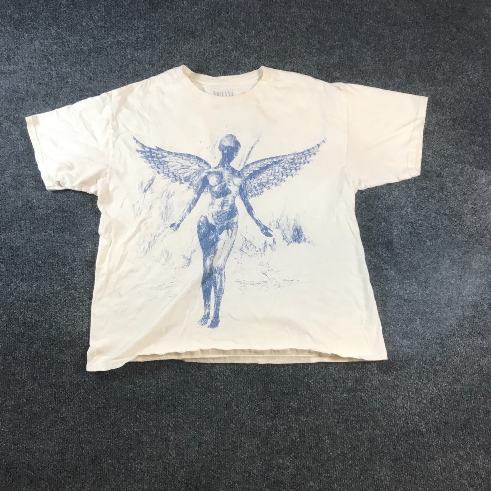 Nirvana In Utero T-Shirt Women Small Cream Graphic Cotton Crewneck Everyday Wear
